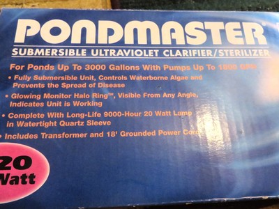Pondmaster 20W Submersible Pond Clarifier/ Sterilizer Ultraviolet Unit