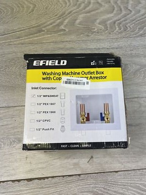 EFIELD Washing Machine Outlet Box Turn Brass Valves , 1/2'' Crimp Pex Inlet