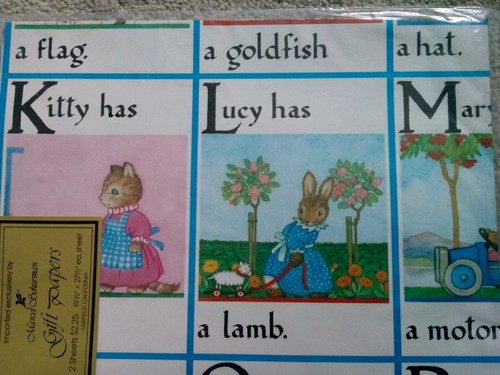 Vintage NEW Imported Marcel Schurman Children's Alphabet Gift Papers 2 Sheets