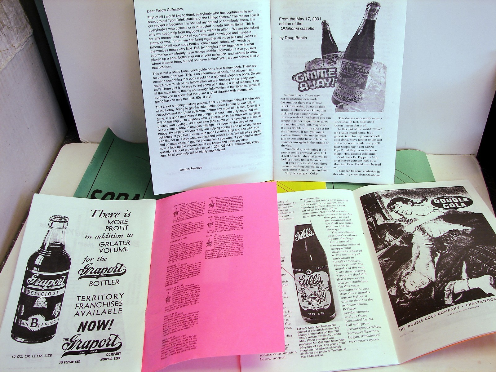 Painted Label Soda Net; 2001 (6) issues; ACL soda collectors Official Newsletter