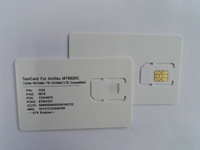 LTE 4G 3G 4FF Nano SIM Test Card for Anritsu MT8820/MT8820C Test USIM Card