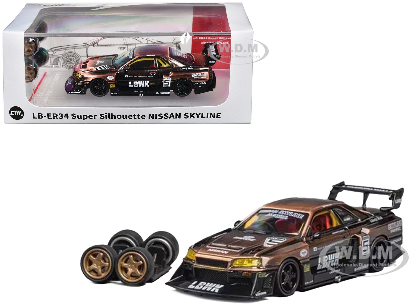 NISSAN SKYLINE LB-ER34 SUPER SILHOUETTE RHD BRONZE 1/64 CM