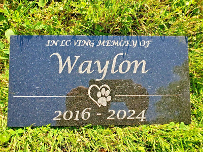 6x12 Granite pet memorial grave head stone plaque marker cat dog loving gift t7