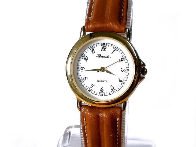 Reloj pulsera hombre THERMIDOR QUARTZ Original Vintage Reloj de acero y piel, marca thermidor. esfera blanca y piel