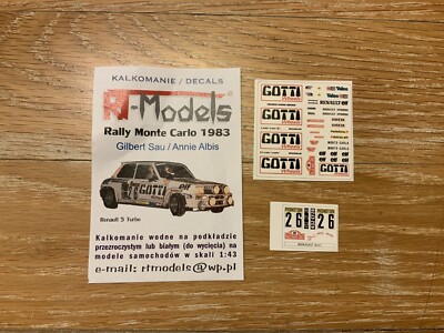 Decal Renault 5 Turbo #26 “GOTTI” Rally MONTE Carlo 1983 1/43 Scale