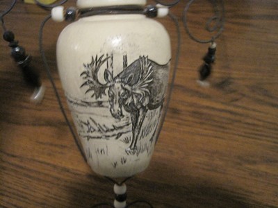 VINTAGE CERAMIC CARVED MOOSE HANGING VASE / PLANTER!     UNIQUE