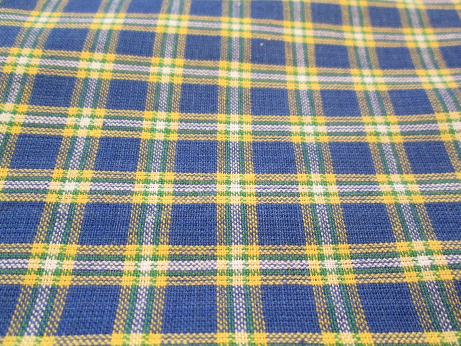 NAVY BLUE YELLOW TINY PLAID FABRIC 44