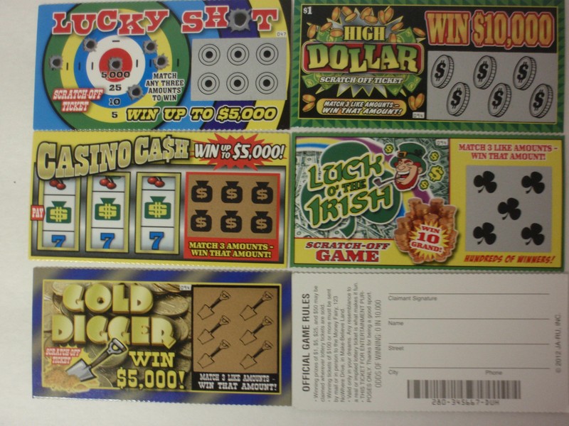5 PHONY FAKE SCRATCH OFF ALL WINNING LOTTERY TICKETS GAG