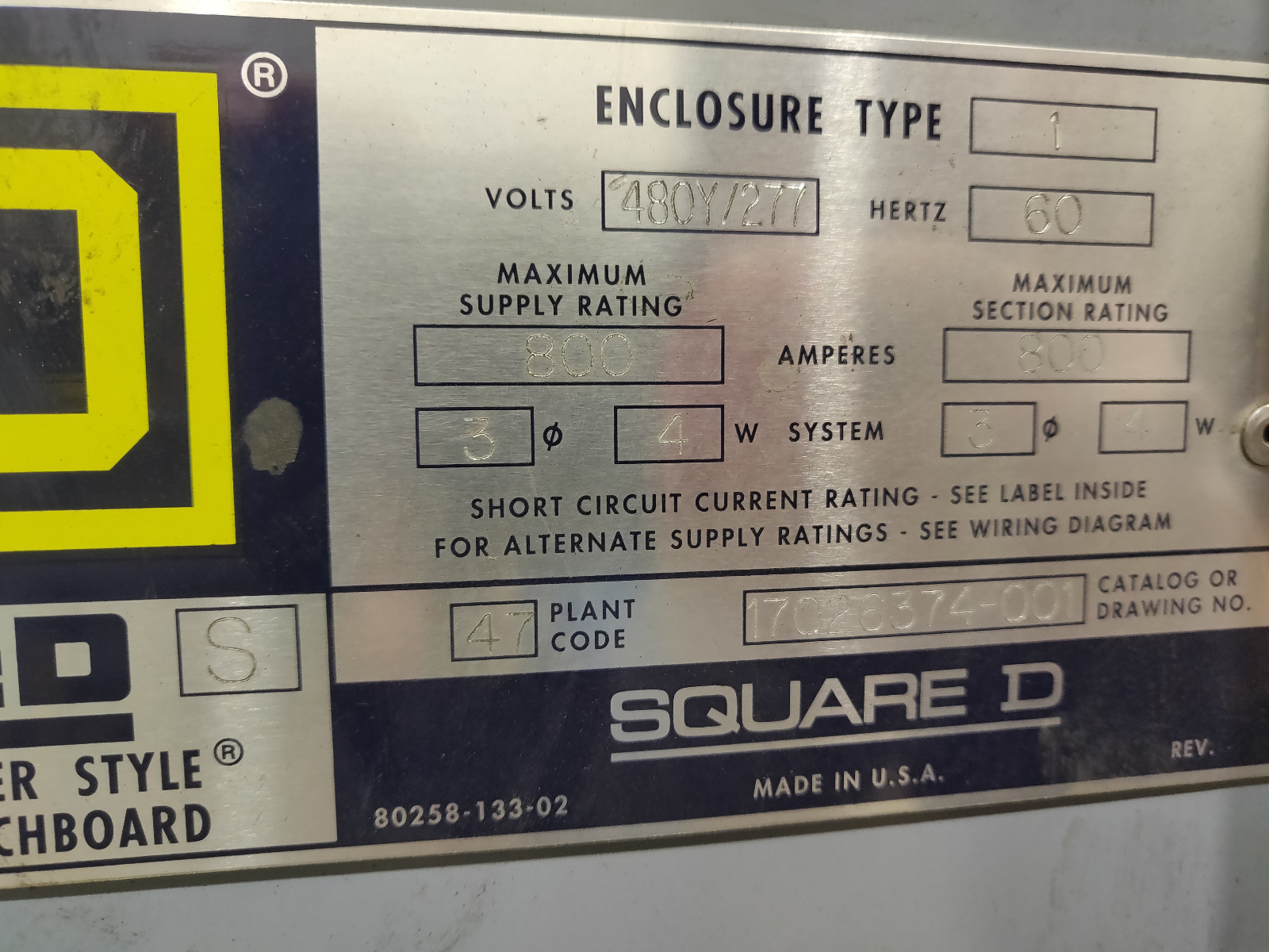 Square D QED Power Style 800 Amp 480Y/277 Switchboard