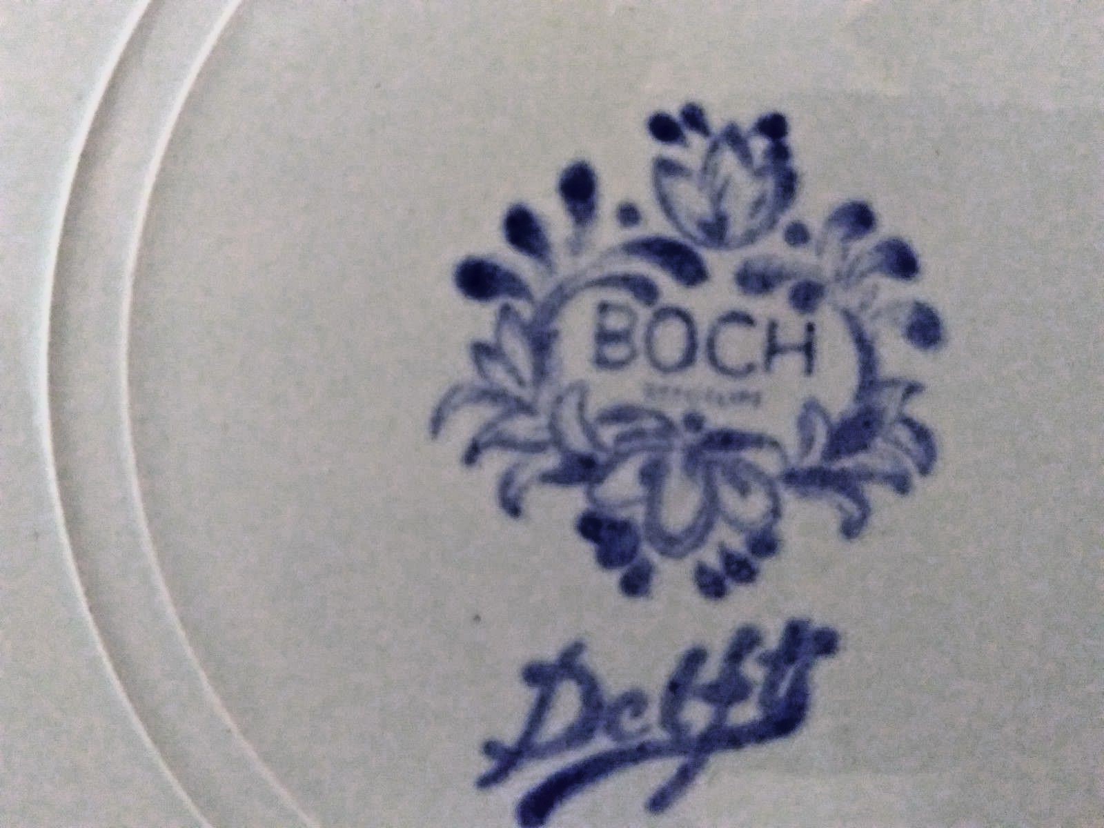 Delft Boch Belgium Blue & White Transferware Plate Windmill, Boats 11