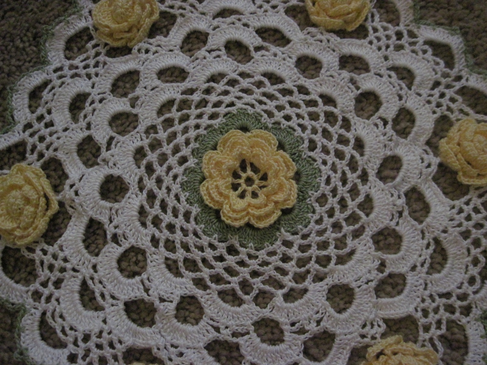 Pale Yellow Rose Bouquet Handmade doily.  Hand crocheted doily. #spring
