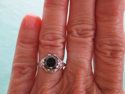Pre-owned Real Black Diamonds Inc 2.25ct Real Black Diamond Ring,vintage Edwardian Style,appraisal,free Dia Tester