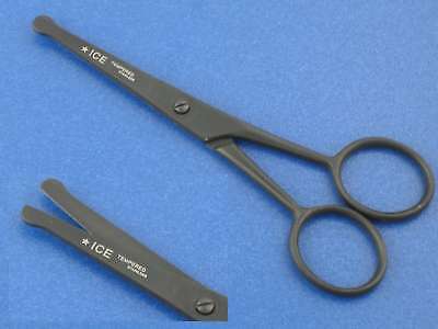 Kleine Bartschere 10 cm Nasen Haarschere mit Mikroverzahnung Ohrhaare Schwarz