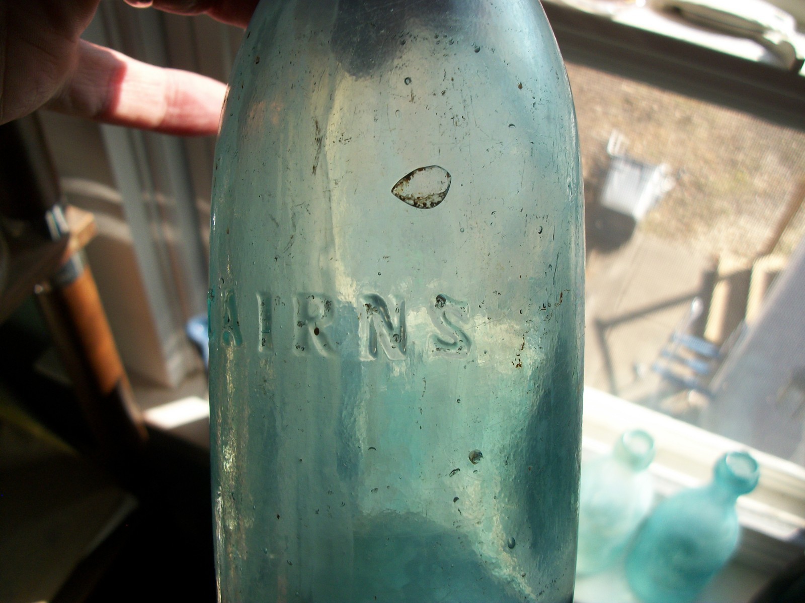 IRON PONTIL LONGNECK J CAIRNS BLOB TOP ST LOUIS MISSOURI SODA 1850S FRL GLASSHOU