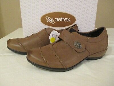 Aetrex Corinne Women s Brown Leather Monk Strap Loafer Shoes Sz 10.5 B New EF858