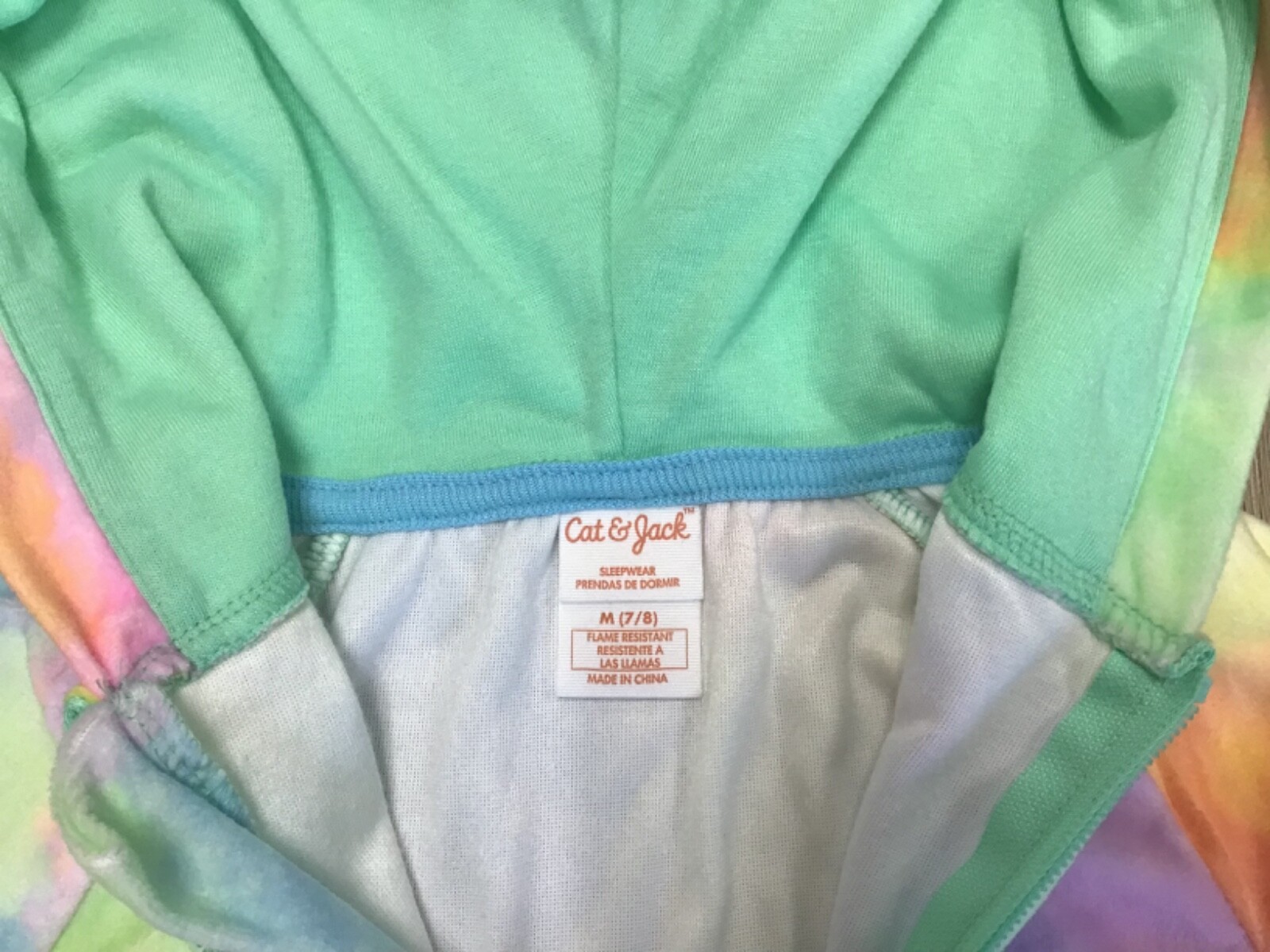 Girls' Long Sleeve Hooded Tie-Dye Printed Union Suit Pajama Cat & Jack M (7/8)