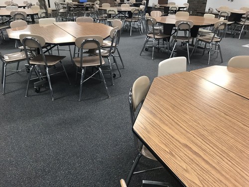 CLOSEOUT SURPLUS CAFETERIA lunchroom TABLES And Melamine Chairs Seats 180