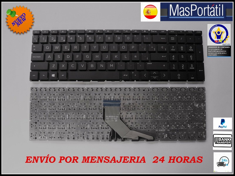 Clavier Espagnol Neuf Portable Hp Pavilion 15-Db0030ns 15-Db0031ns Noir Tec3