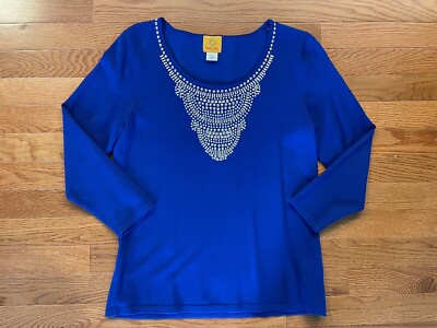 Ruby Rd. Women's Light Sweater w/Embellishments Size S Preowned Blue 834