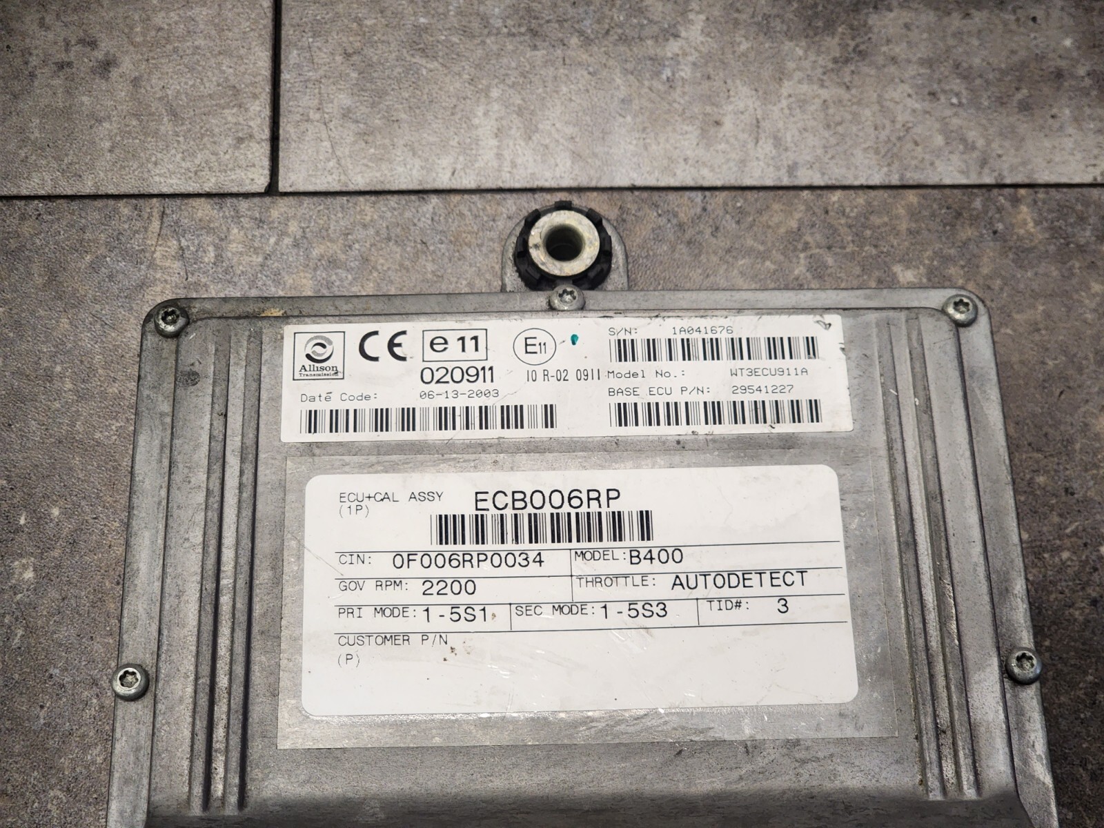 Allison TCM Part # 29541227, Model No WT3ECU911A | eBay