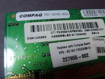 MPX/Compaq 10/100 PCI Network Card Adapter 227955-002  142127-406
