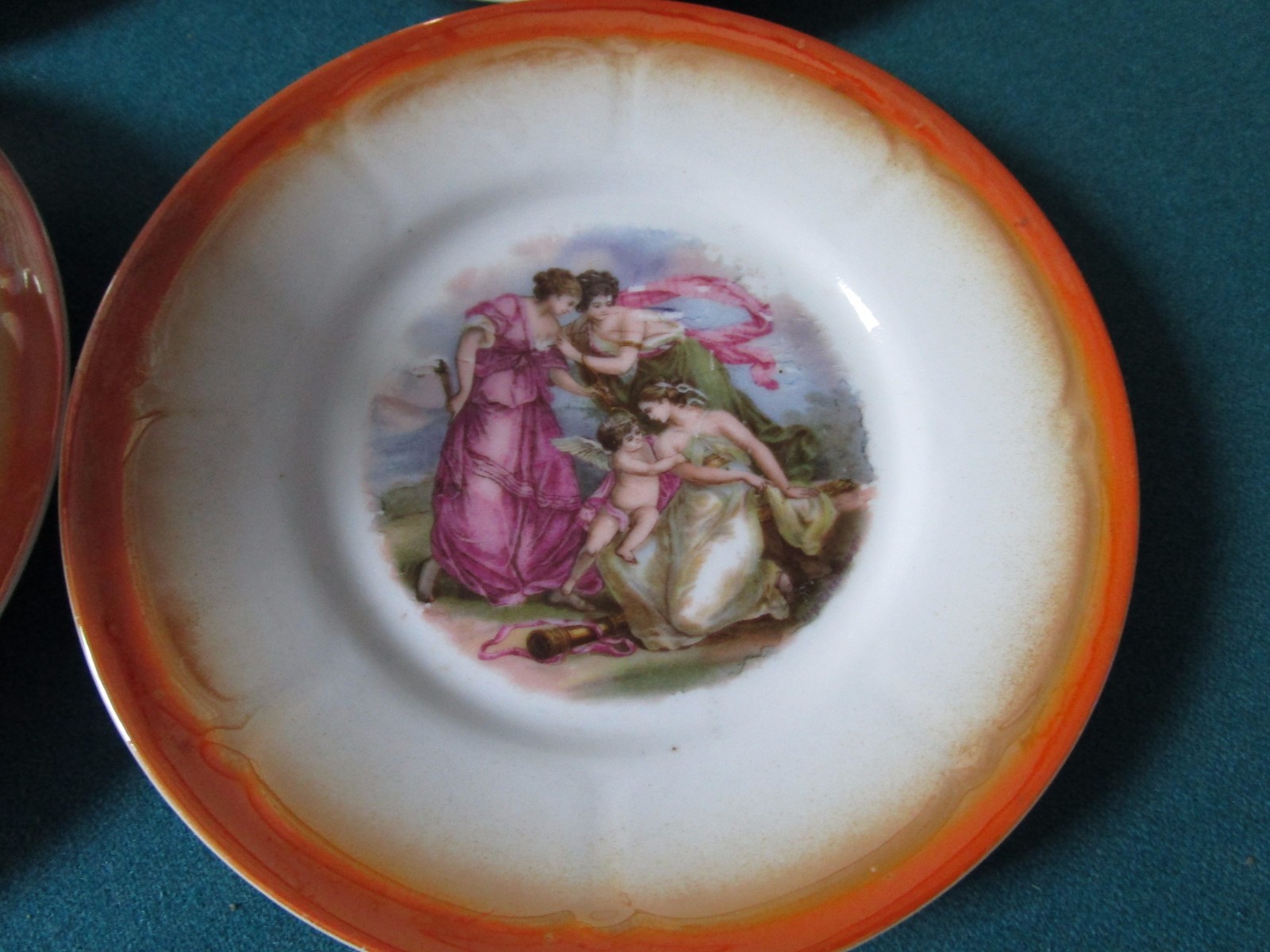 Zsolnay Pecs” Hungary 6 Cups/Saucers Greek Maidens Zsolnay Pecs” Hungary 6 Cups/Saucers Greek Maidens