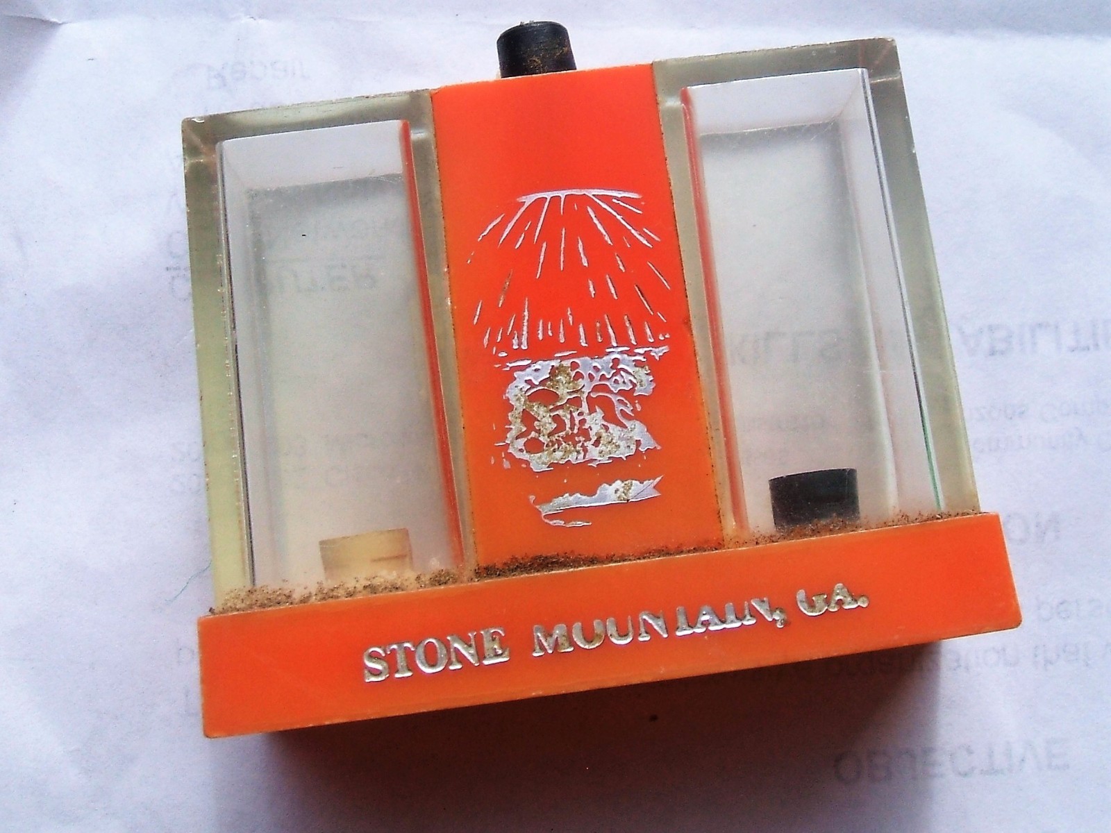 Vtg Salt & Pepper Souvenier from Stone Mountain, Georgia Orange Plastic
