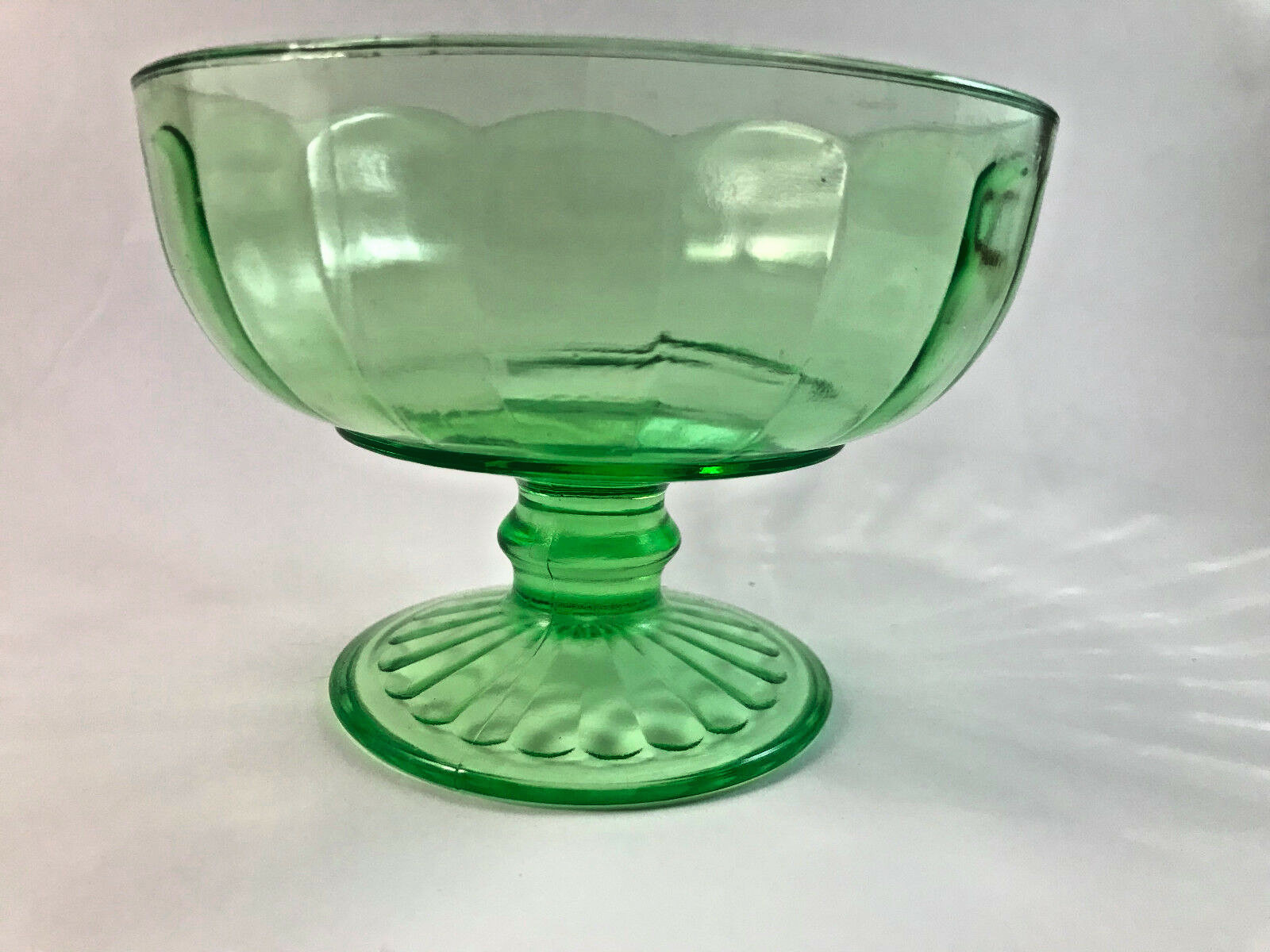 Vaseline URANIUM glass candy dish compote green VINTAGE