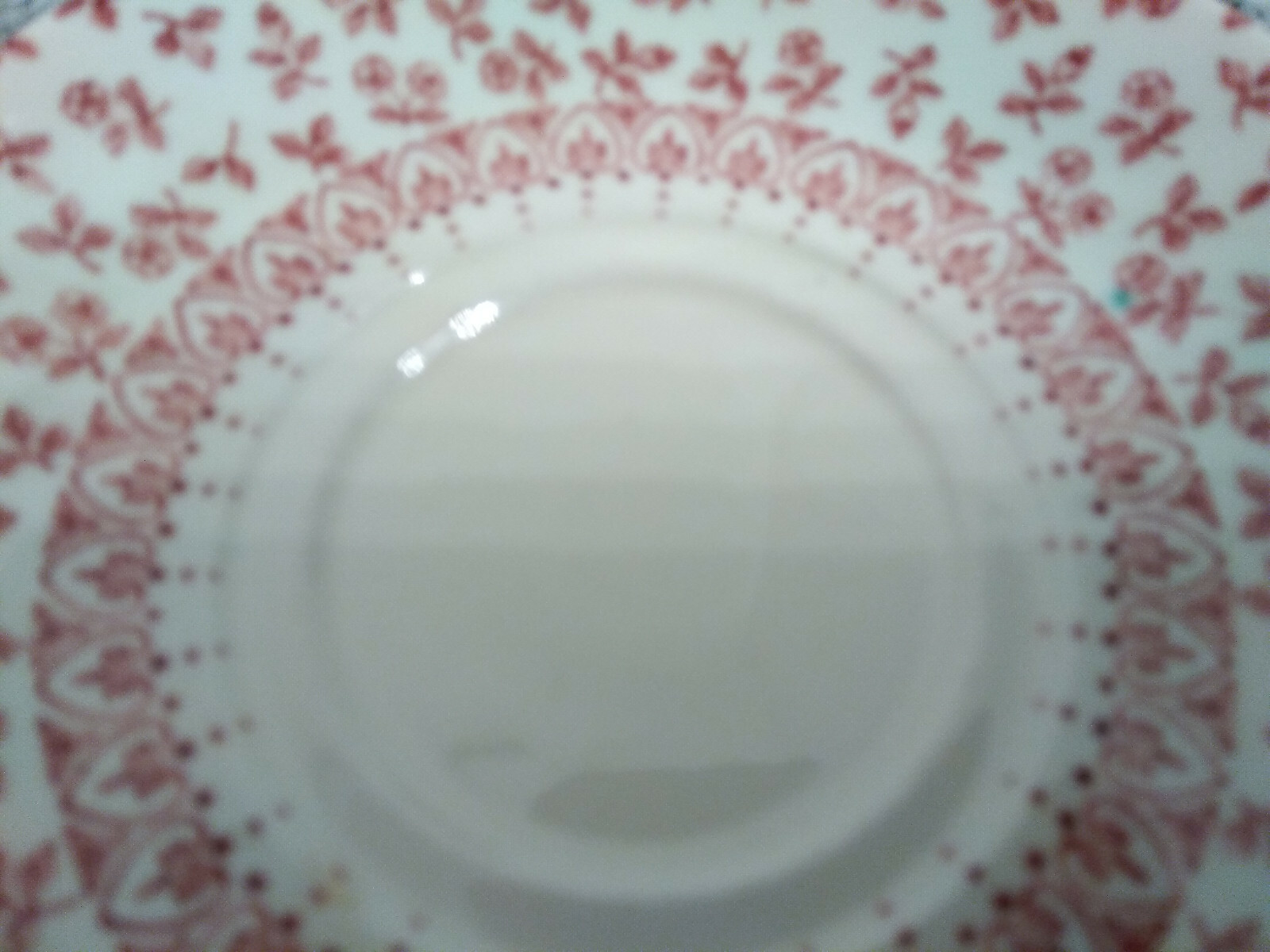 Pair of Vintage English Ironstone Red & White Saucers Plates ENGLAND Floral Dish