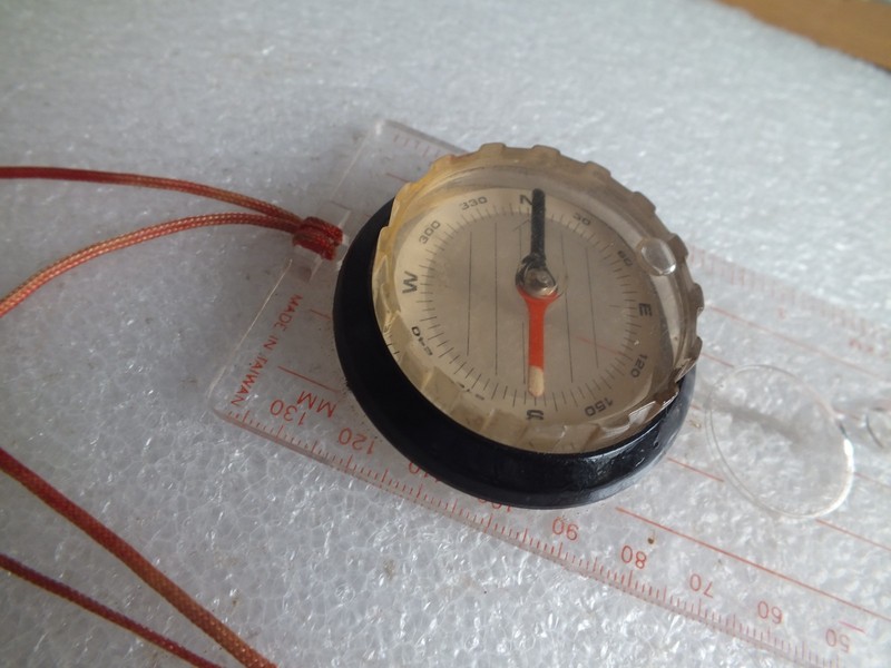 Vintage  - Kartenkompass - Lineal Kompass - Topografie + Lupe -  Mg 60