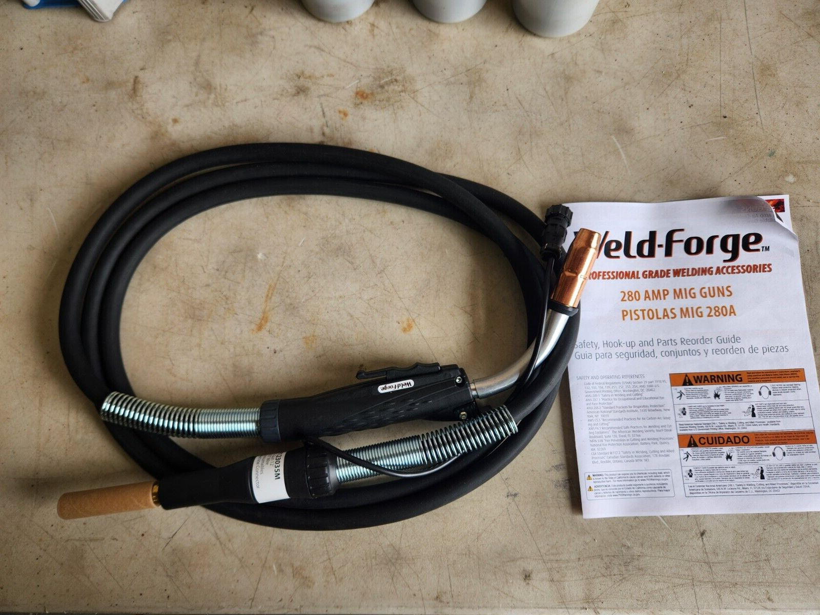 *NEW* Weld-Forge 250M123035M Mig Gun Miller Connector 280Amp 12' Lead