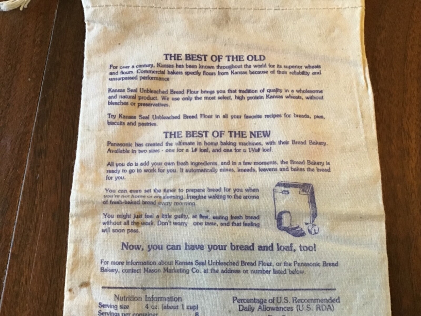 VINTAGE KANSAS SEAL BRAND FLOUR SACK MASON MARKETING CO.