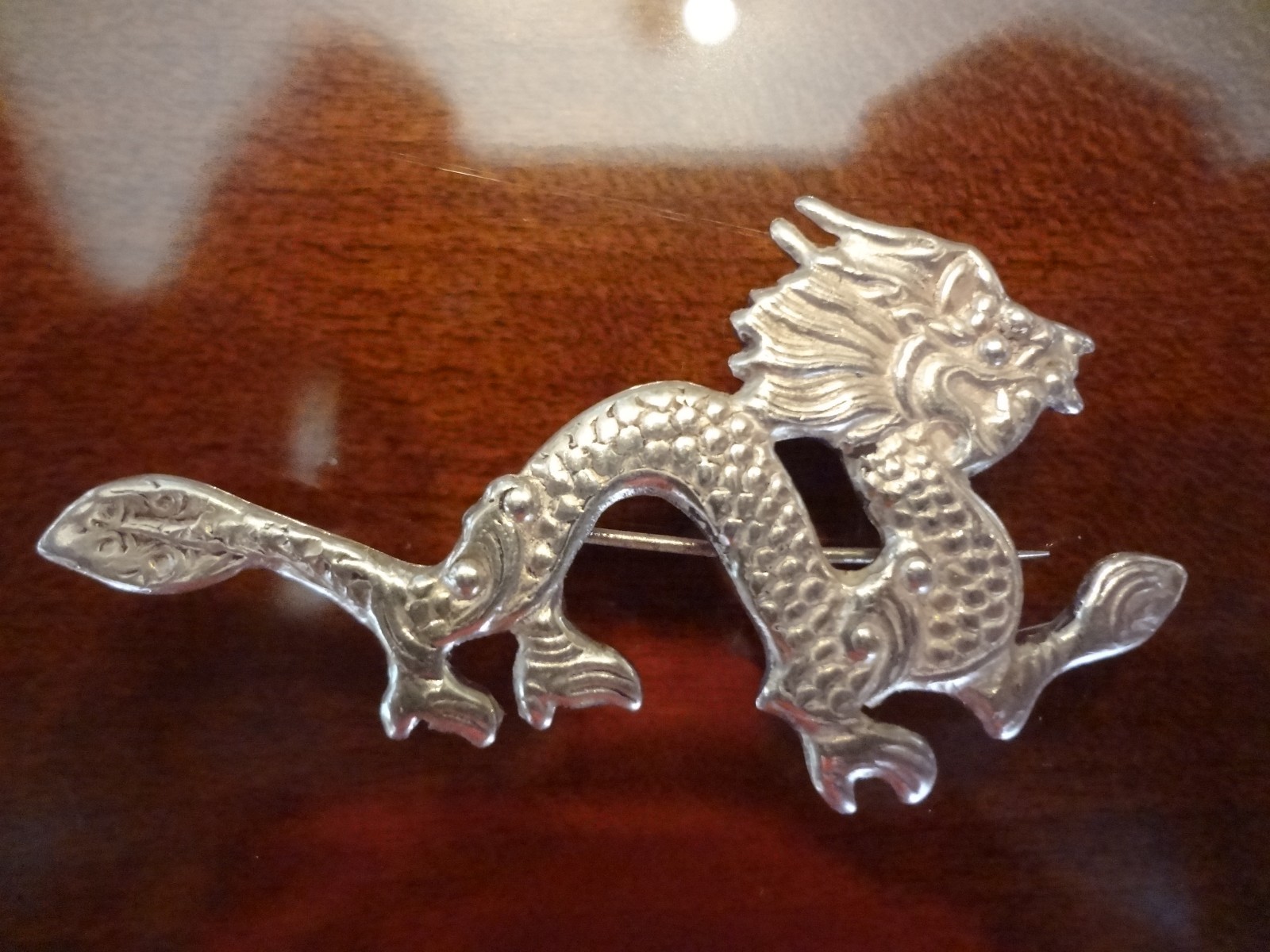 VINTAGE STERLING SILVER DRAGON PIN-925-NICE DETAIL