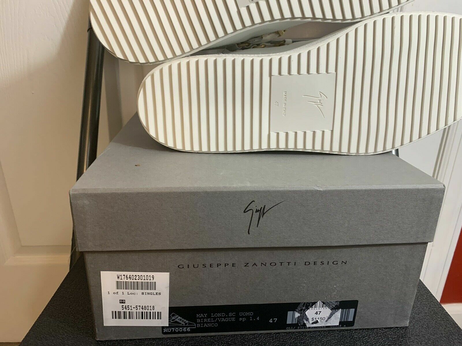 Giuseppe Zanotti Double Grid Mid-top Sneakers. US Sz. 14 (UK Giuseppe Zanotti Double Grid Mid-top Sneakers. US Sz. 14 (UK