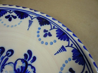 Vintage Puente Spain Blue Delft Faience Majolica Decorative Wall Plate 10.75