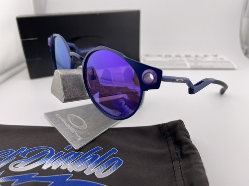 Pre-owned Oakley Deadbolt Fabio Quartararo Matte Navy Prizm Violet Sunglasses Oo6046-10 B In Purple