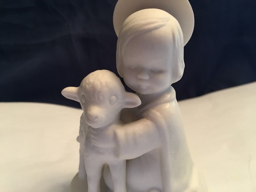 bisque Christ child halo with a lamb Goebel W Germany  HJ 19 White