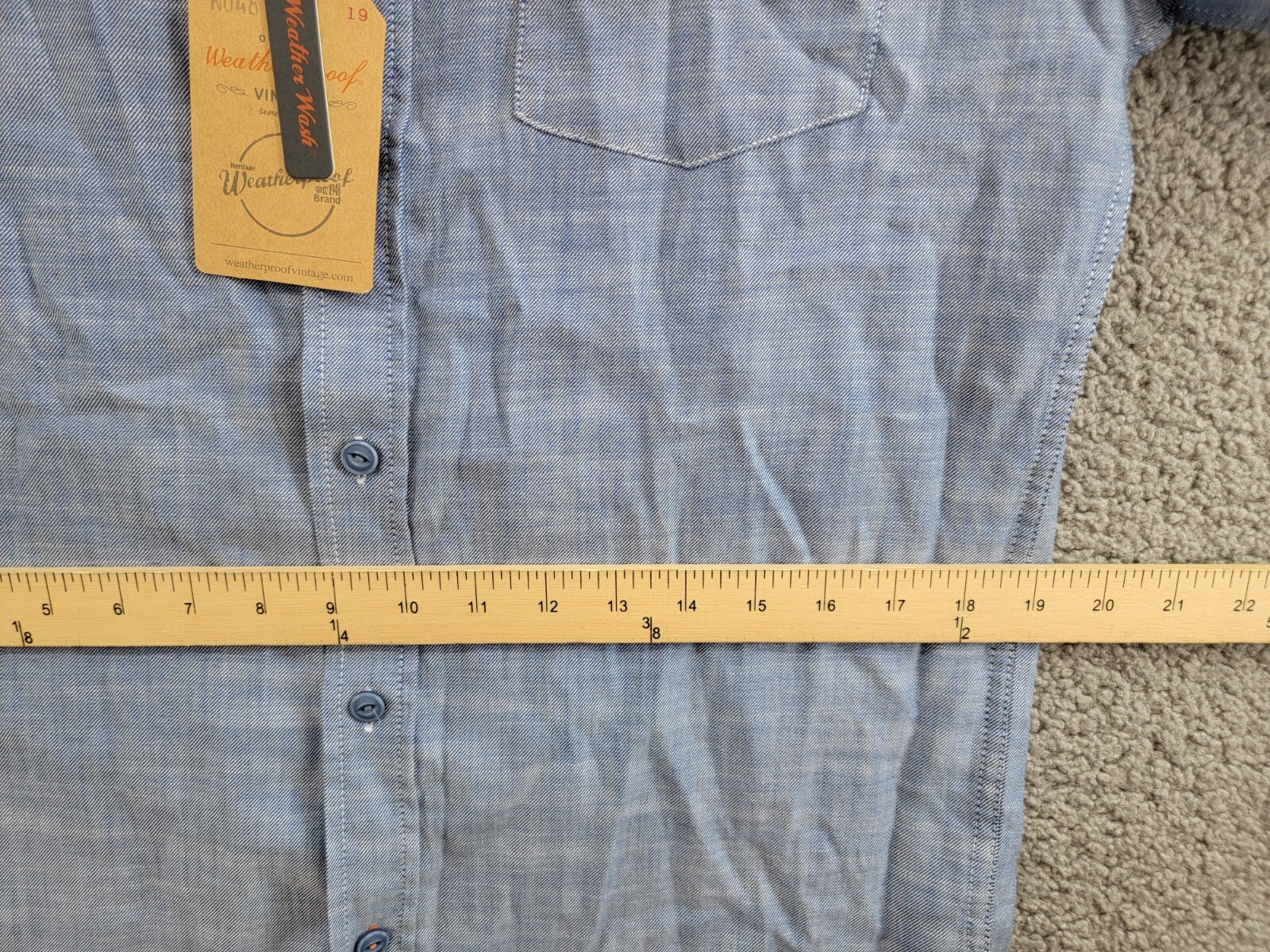 Weatherproof Vintage Long Sleeve Solid Cotton Twill Shirt Men's S French Navy - Picture 13 of 19