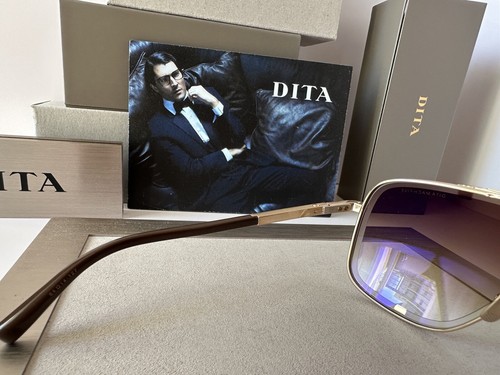 Pre-owned Dita Mach-five Drx-2087-i Gld Brn Brushed White Gold-brown Gradient Sunglasses