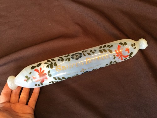 Antique Opaline Glass Sailor Milk Glass Rolling Pin Hand Painted Return Salt Old