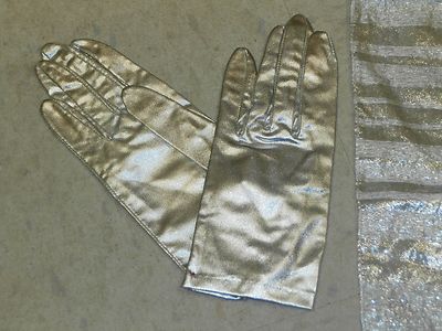 NWOT Silver Scarf Silver Crescendoe Gloves Dressy BRIDE Holiday Party Dance Prom