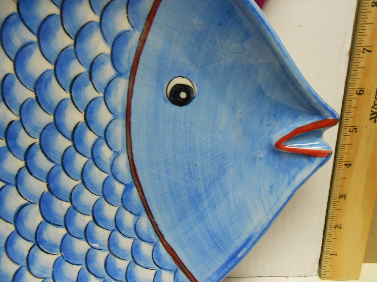 Andrea by Sadek Blue  Porcelain FISH  Serving Platter Plate Modern