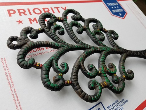 LARGE,  cast iron , TREE , original paint , 12 x 7, TRIVET