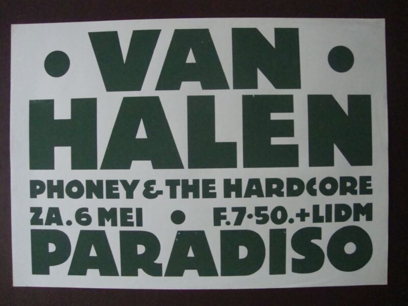ORIGINAL 1978 VAN HALEN PARADISO AMSTERDAM CONCERT POSTER