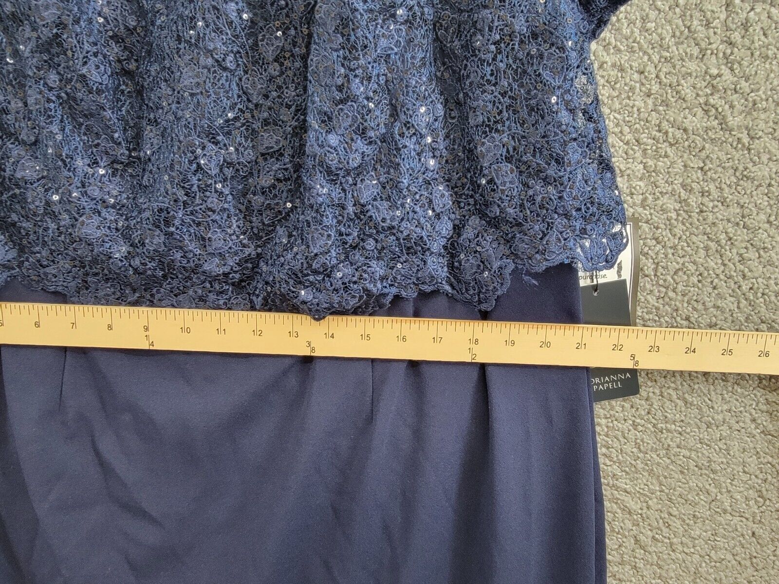Adrianna Papell Sequin Guipure Lace Sheath Dress Women's 18W Navy Boat Neck~ - Picture 7 of 18