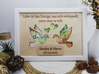 Geldgeschenk Hochzeit, Hochzeitsgeschenke,  personalisiert, Geschenk, Taube