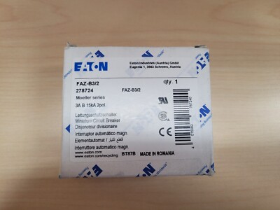 EATON ELECTRIC FAZ-B3/2 278724  Miniature circuit breaker (MCB), 3A, 2p, type B