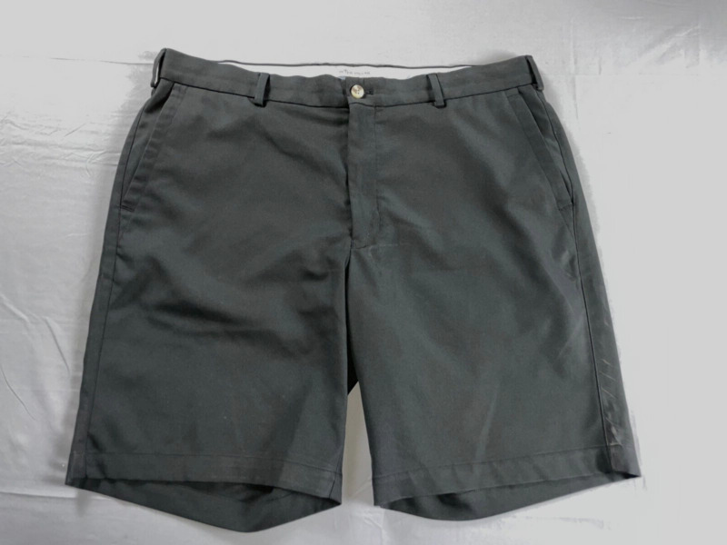 Peter Millar Salem Flat Front Chino Tech Golf Shorts. Black, Men
