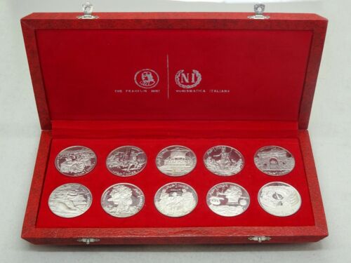 1969 Tunisia Tunisienne Franklin Mint 10-Coin Proof Silver Set with Box 