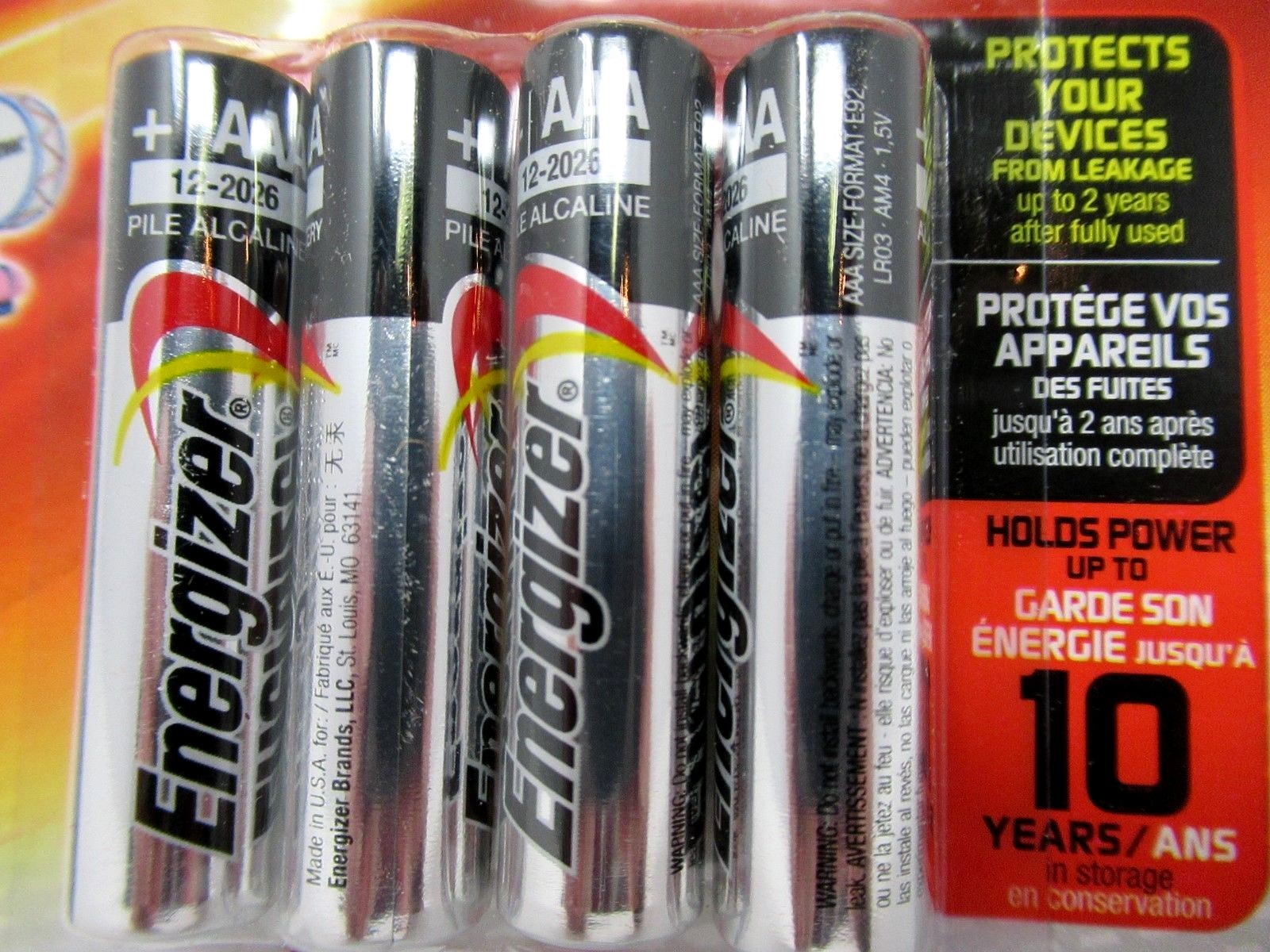 AAA Energizer Max Alkaline Batteries  2 Packs 4 Each 8 Total  12/2026